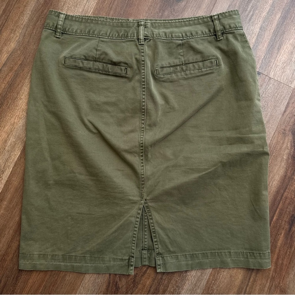 Banana Republic Utility Midi Skirt Olive Green Safari Button Front Minimalist - Picture 4 of 7